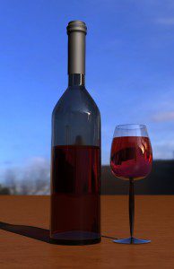 wine bottle & glass