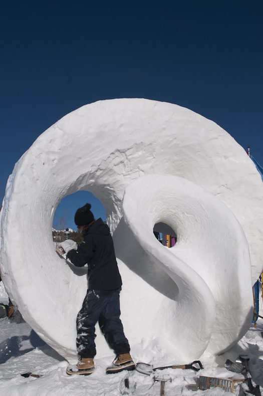 Go Breck snow sculpture photo by Carl Scofield