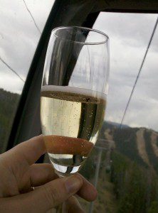 champagne on the gondola at TBEX champagne on the gondola at TBEX