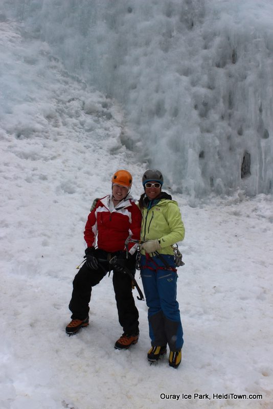 Heidi Kerr-Schlaefer and professional climber, Dawn Glanc at the Ouray Ice Park. Photo by Ryan Schlaefer for HeidiTown.com Heidi Kerr-Schlaefer and professional climber, Dawn Glanc at the Ouray Ice Park. Photo by Ryan Schlaefer for HeidiTown.com