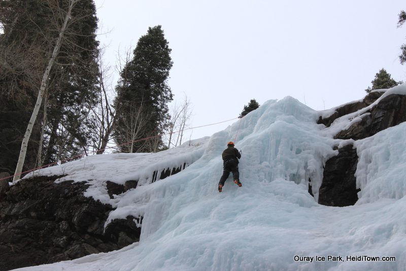Ryan nearing the top of the climb at the School Room at Ouray Ice Park. Photo by Heidi Kerr-Schlaefer for HeidiTown.com Ryan nearing the top of the climb at the School Room at Ouray Ice Park. Photo by Heidi Kerr-Schlaefer for HeidiTown.com