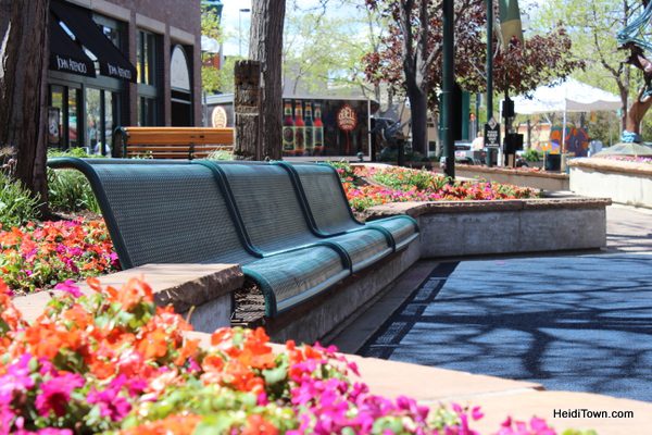Bench in Old Town Fort Collins, Colorado. HeidiTown.com