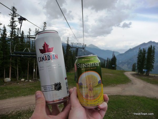 Drinking beers on the chair lift at Copper Mountain in the summer. HeidiTown.com Drinking beers on the chair lift at Copper Mountain in the summer. HeidiTown.com