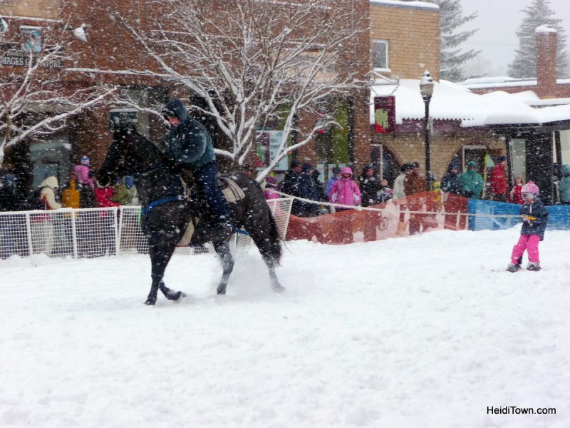 Winter Carnival Steamboat Springs, Colorado. Small kid Skijoring HeidiTown.com