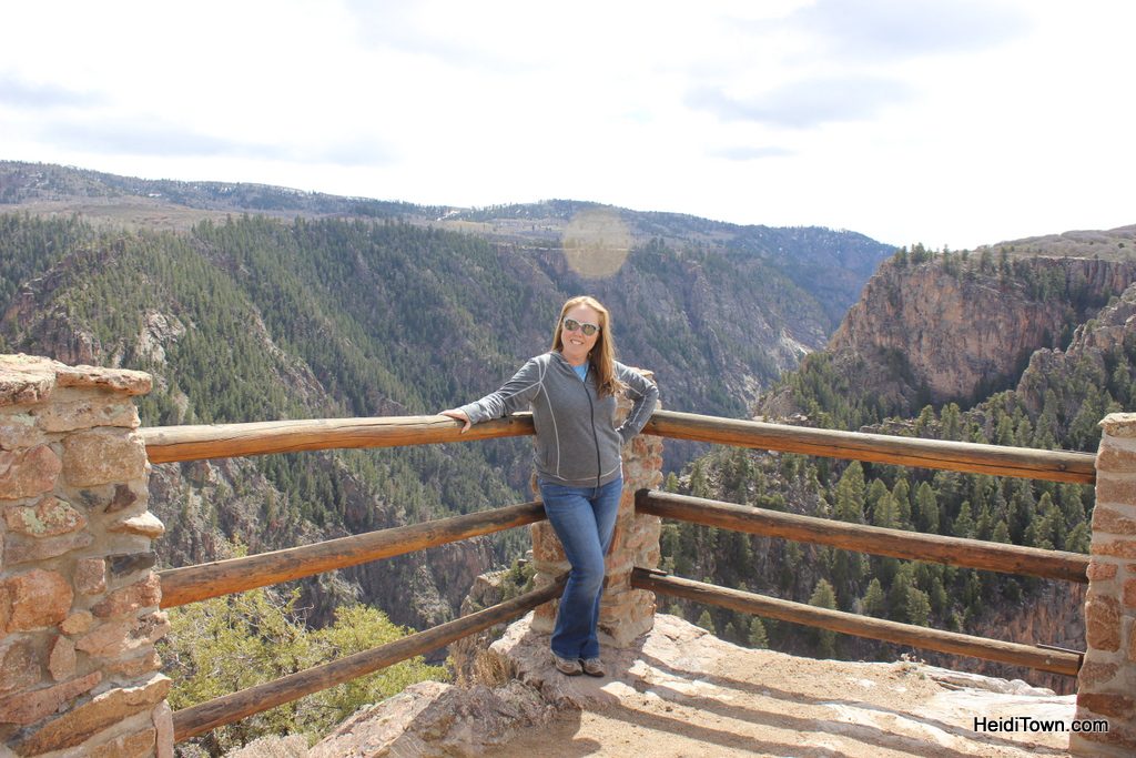 Heidi Kerr-Schlaefer, Mayor of HeidiTown.com, poses above the Gunnison River at the Black Canyon. HeidiTown.com