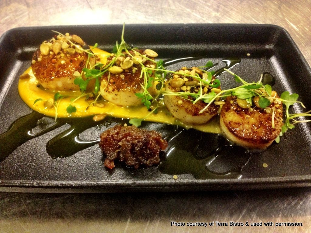 scallops with bacon jam at Terra Bistro in Jam. Courtesy Photo, used with permission by HeidiTown.com