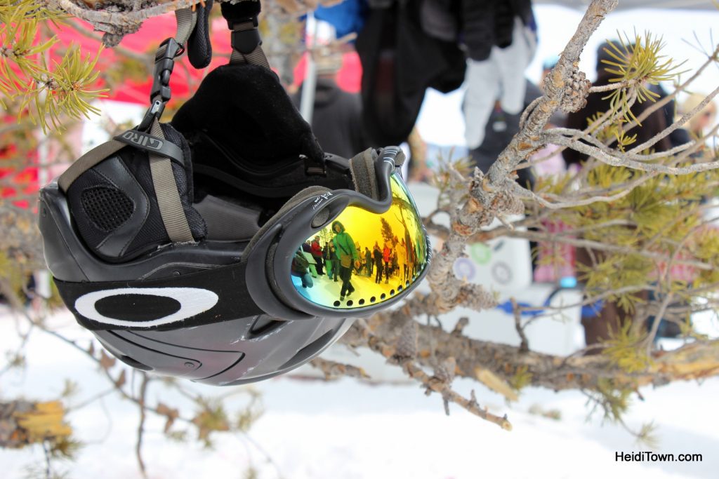 ski helmet dangling from a tree at the Mountain Top Picnic at Taste of Vail. HeidiTown.com