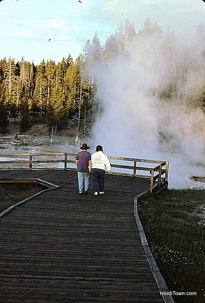 Mom and Son. Geysers in Yellowstone National Park. HeidiTown.com
