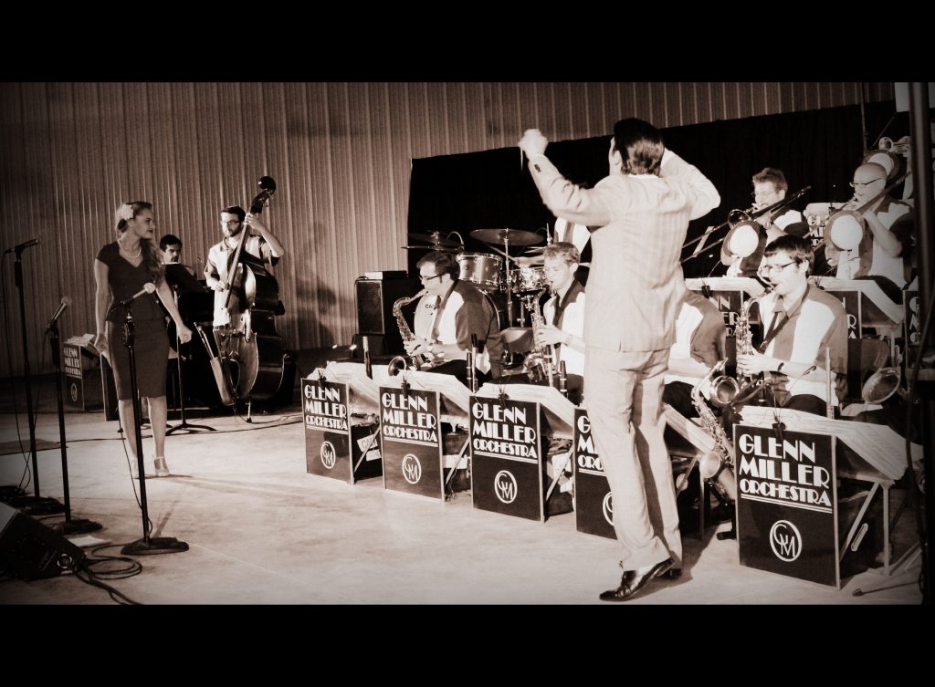 Edited Glenn Miller Orchestra, action shot. Glenn Miller SwingFest, 2014. HeidiTown