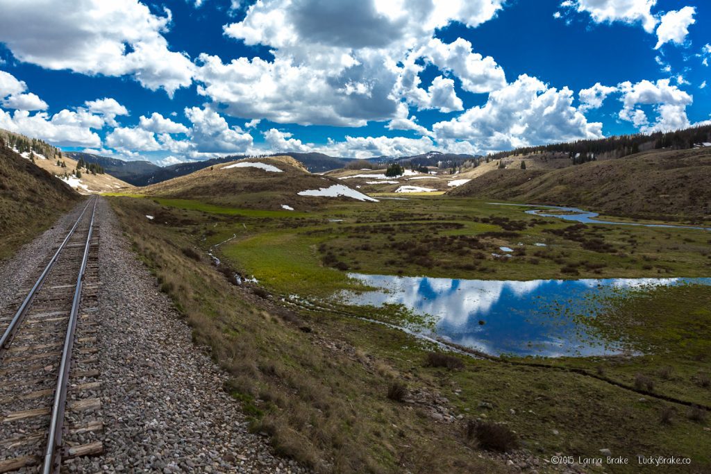 The view from the caboose on the Cumbres &Toltec Railroad in early spring. HeidiTown.com, photo by Alanna Brake