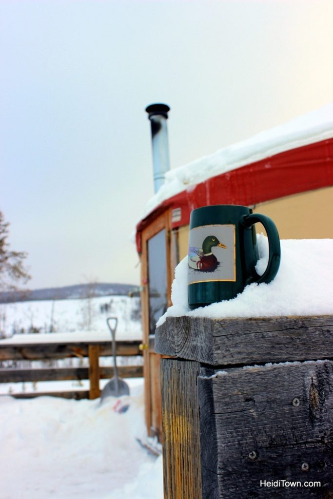 the yurt life is the life for me. cowboy coffee in the sunset yurt. HeidiTown.com