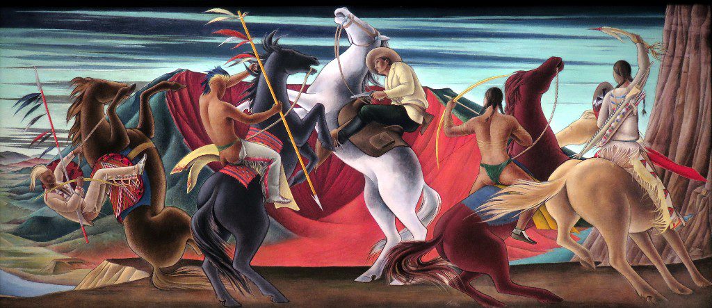 Colorado Springs, land of museum, MECHAU, F., Indian Fight, ca. 1936