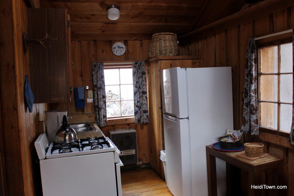 experience the magic of avalanche ranch. Inside cabin 8, kitchen view. HeidiTown.com