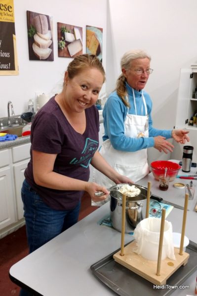 Cheese Making Class in Longmont is Deliciously Fun. Heidi makes cheese. HeidiTown.com