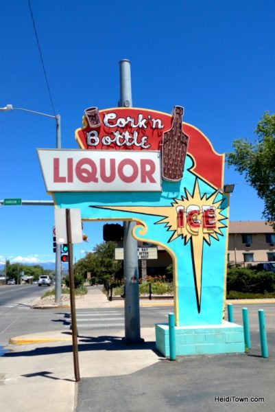 Cortez, Colorado, Blending the Past & Present, Cork n' Bottle retro sign. HeidiTown.com