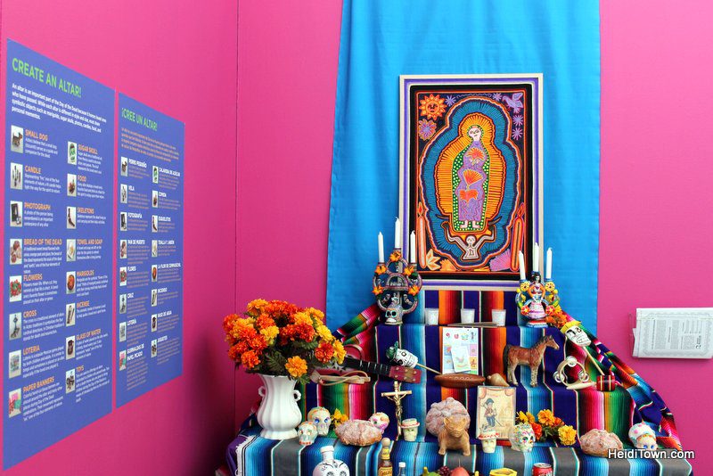 Celebrate Dia de los Muertos in Longmont, Colorado, Featured Festival. Example Alter at exhibit. HeidiTown.com
