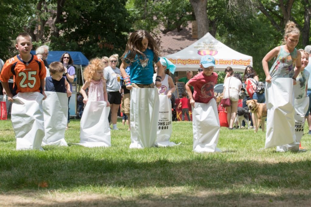 Sack races at Hops & Harley in 2018